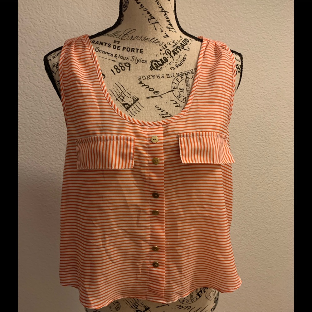 Orange and white striped blouse/tank top Size Med